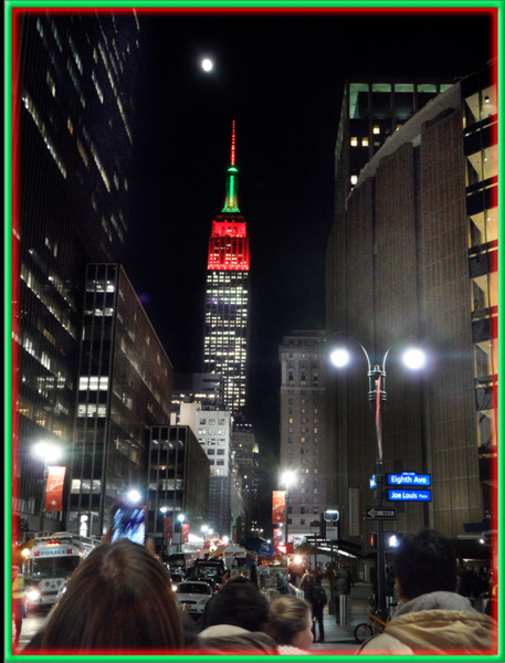 Empire State Building Red and Green