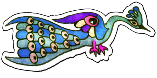 Pre-Columbian Purple and Blue Bird Sticker